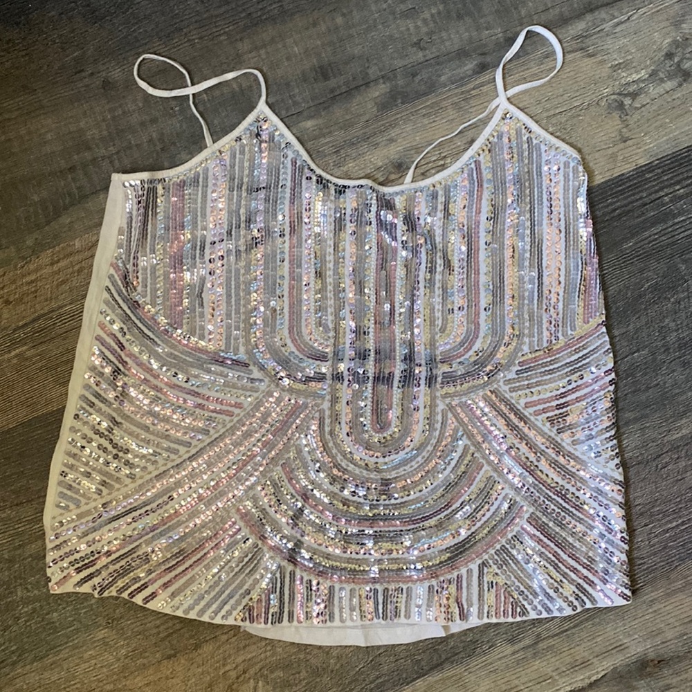 Express white sequin tank
